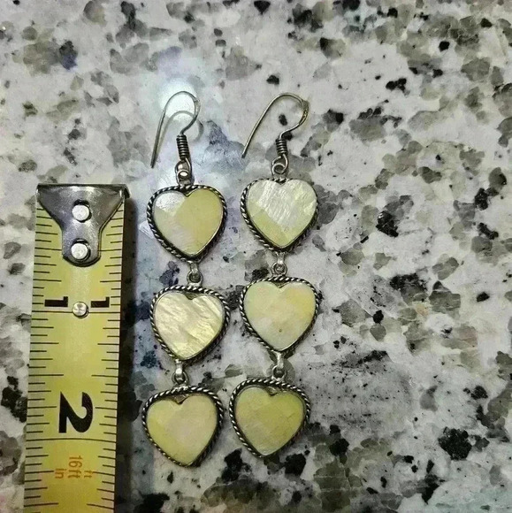 925 Silver Drop Heart Earrings - Picture 4 of 4